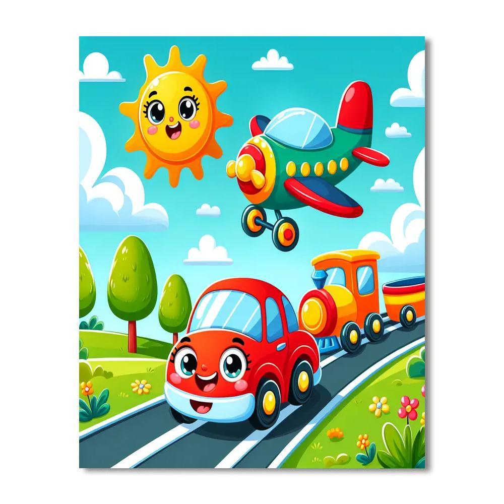 Colorful Transportation Numbered Painting Kits