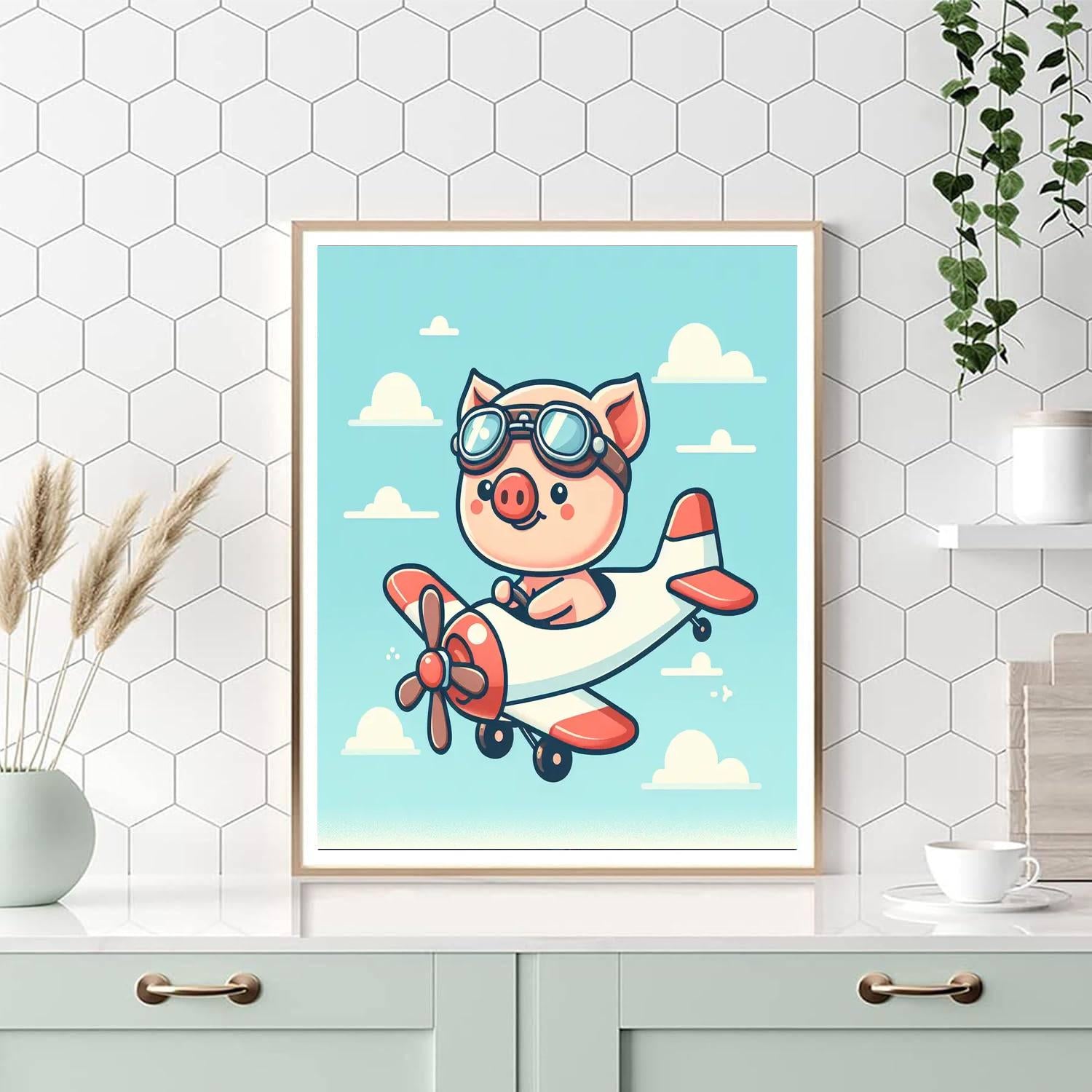 Adventure Aviator Piglet Number Painting