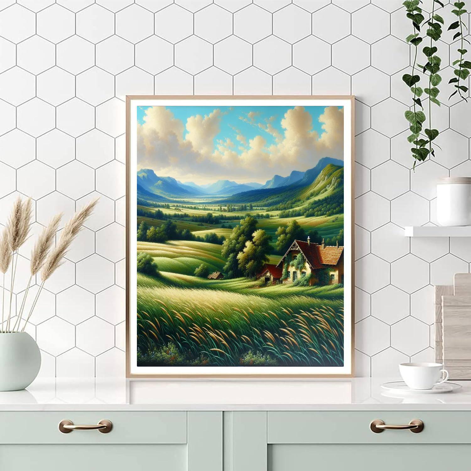 Rustic Countryside Panorama Paint By Numbers Art