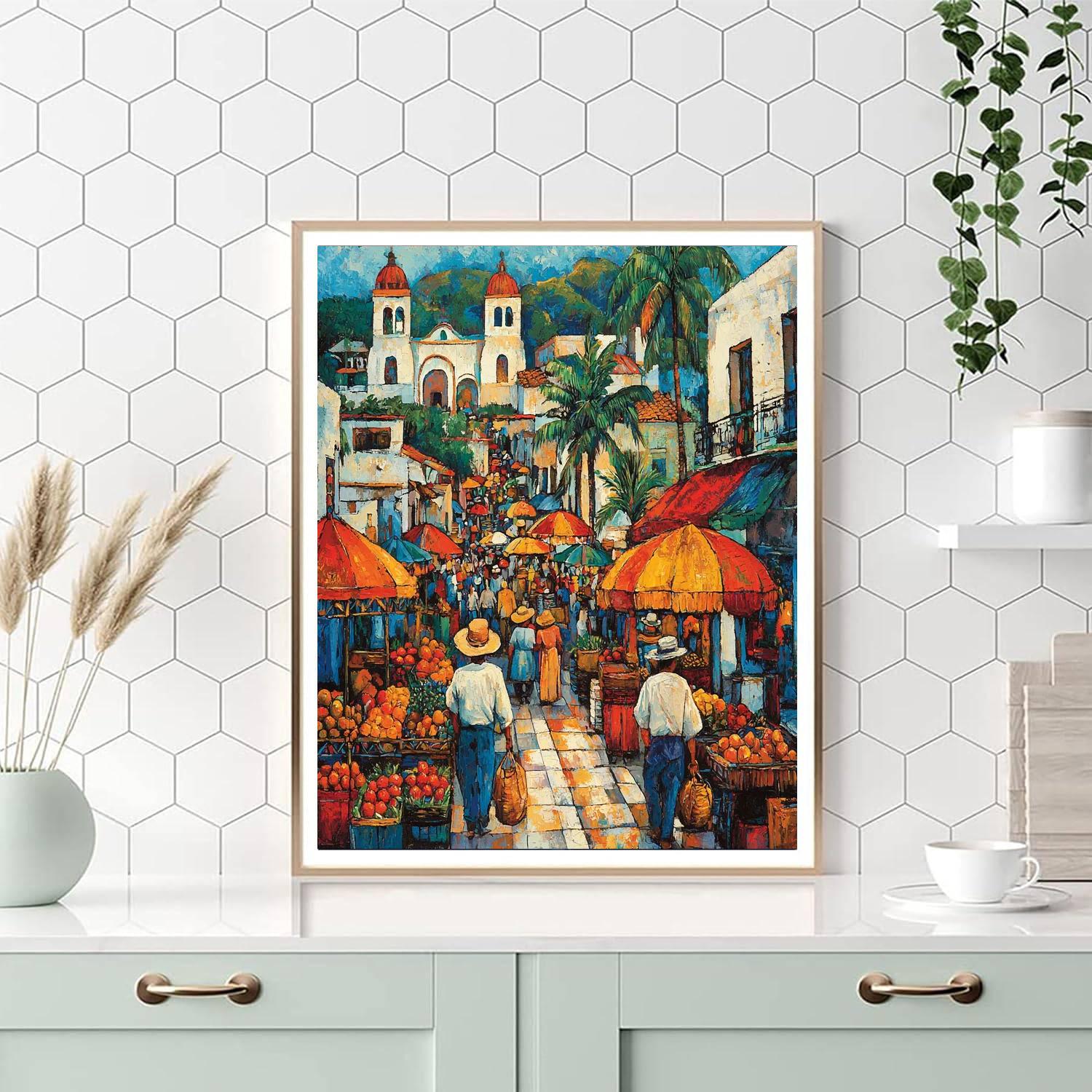 Rivera Inspired Joyful Market Scene  Paint By Numbers