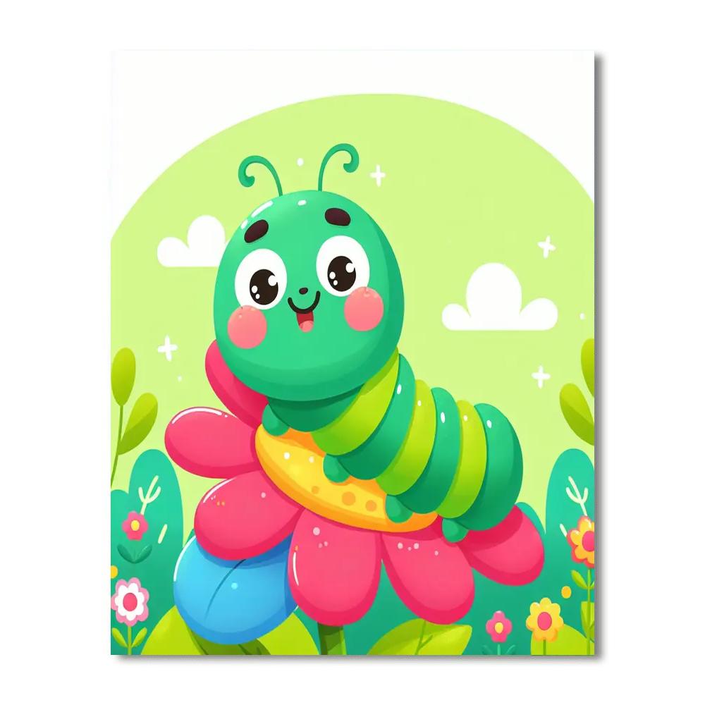 Happy Caterpillar Transformation Paint By Numbers Art