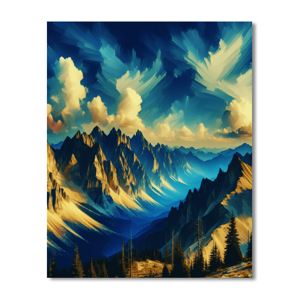 Rugged Mountain Vista Paint By Numbers Art