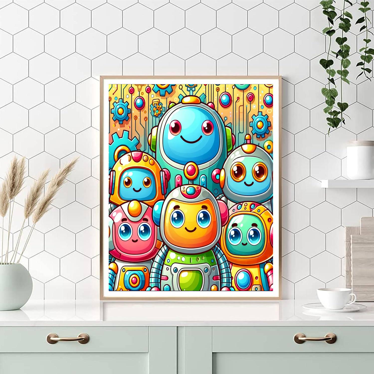 Friendly Robot Squad Painting By Numbers Kit