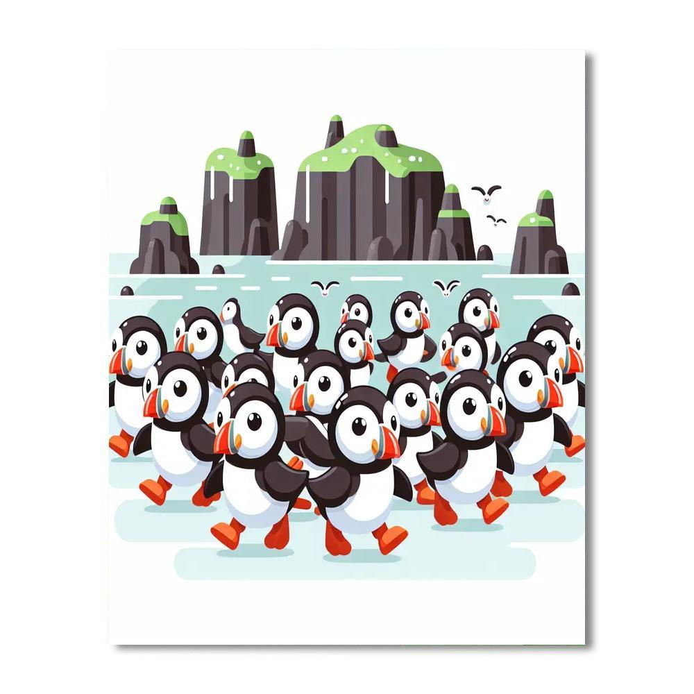 Playful Puffin Parade Numbered Painting Kits