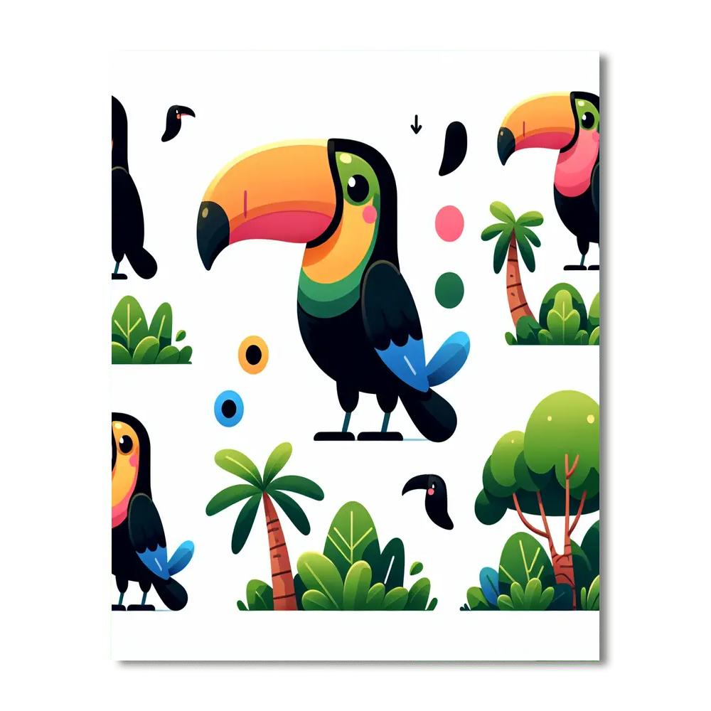 Tropical Toucans' Treetop Party Painting Number Kit