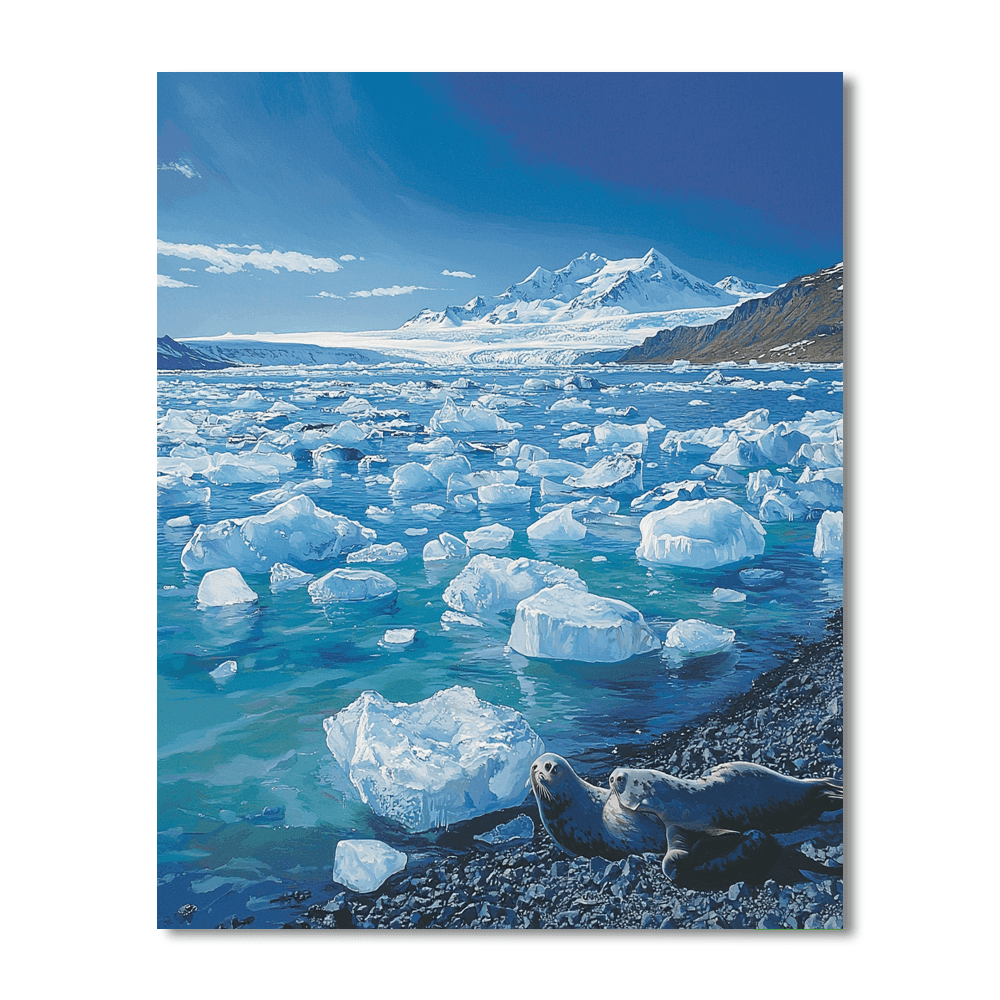 Jokulsarlon Glacier Lagoon - South Iceland Numbered Painting Kits