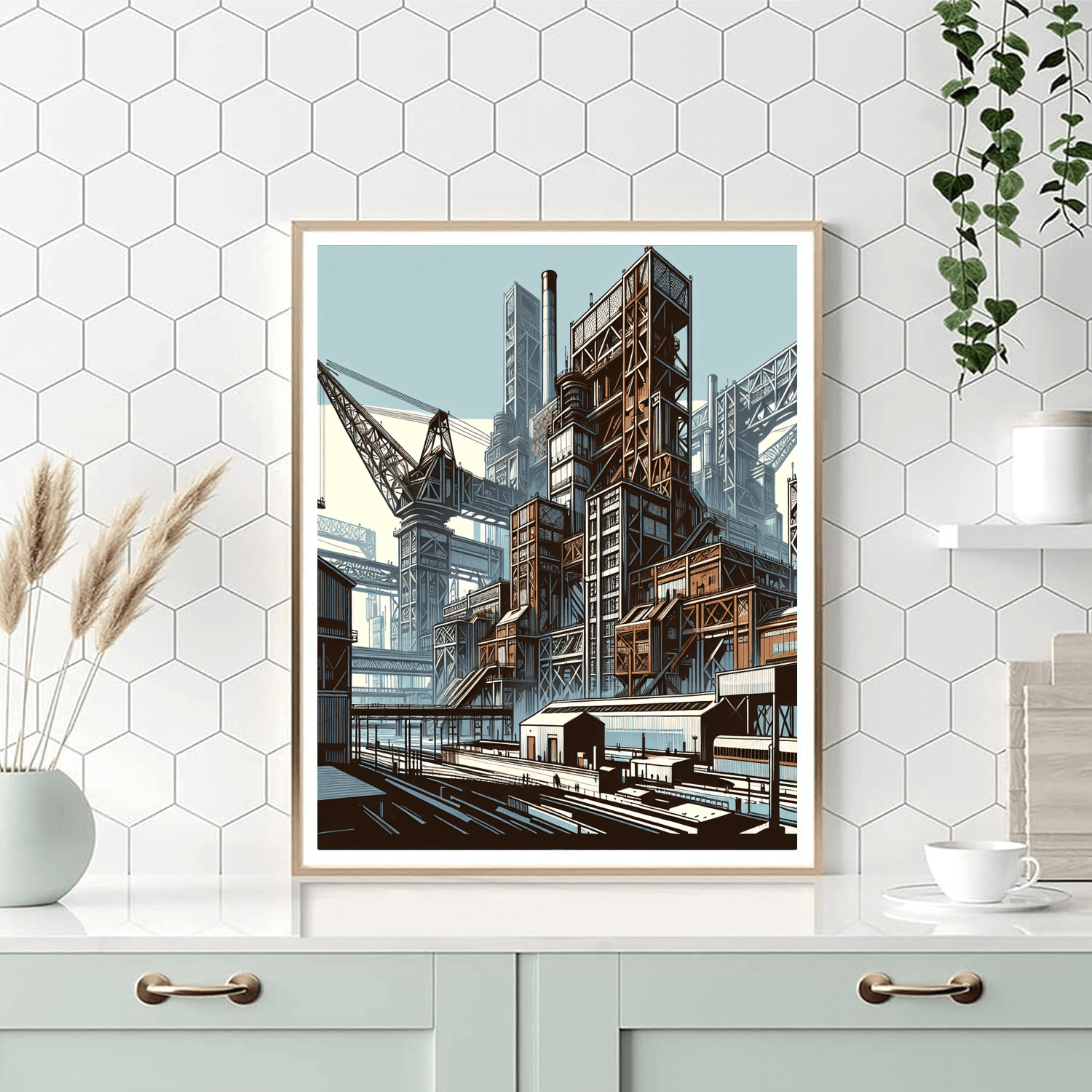 Chic Industrial Urban Scene Painting Number Kit