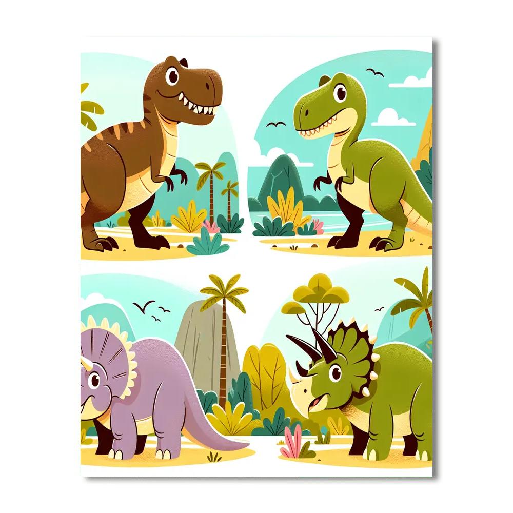 Prehistoric Dinosaurs Paint By Numbers Art