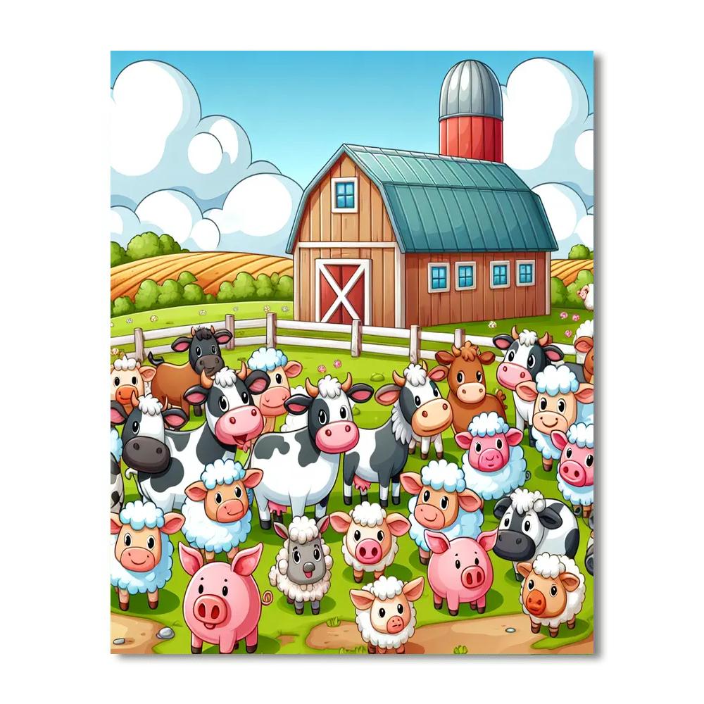 Playful Farmyard Adventure Painting Number Kit