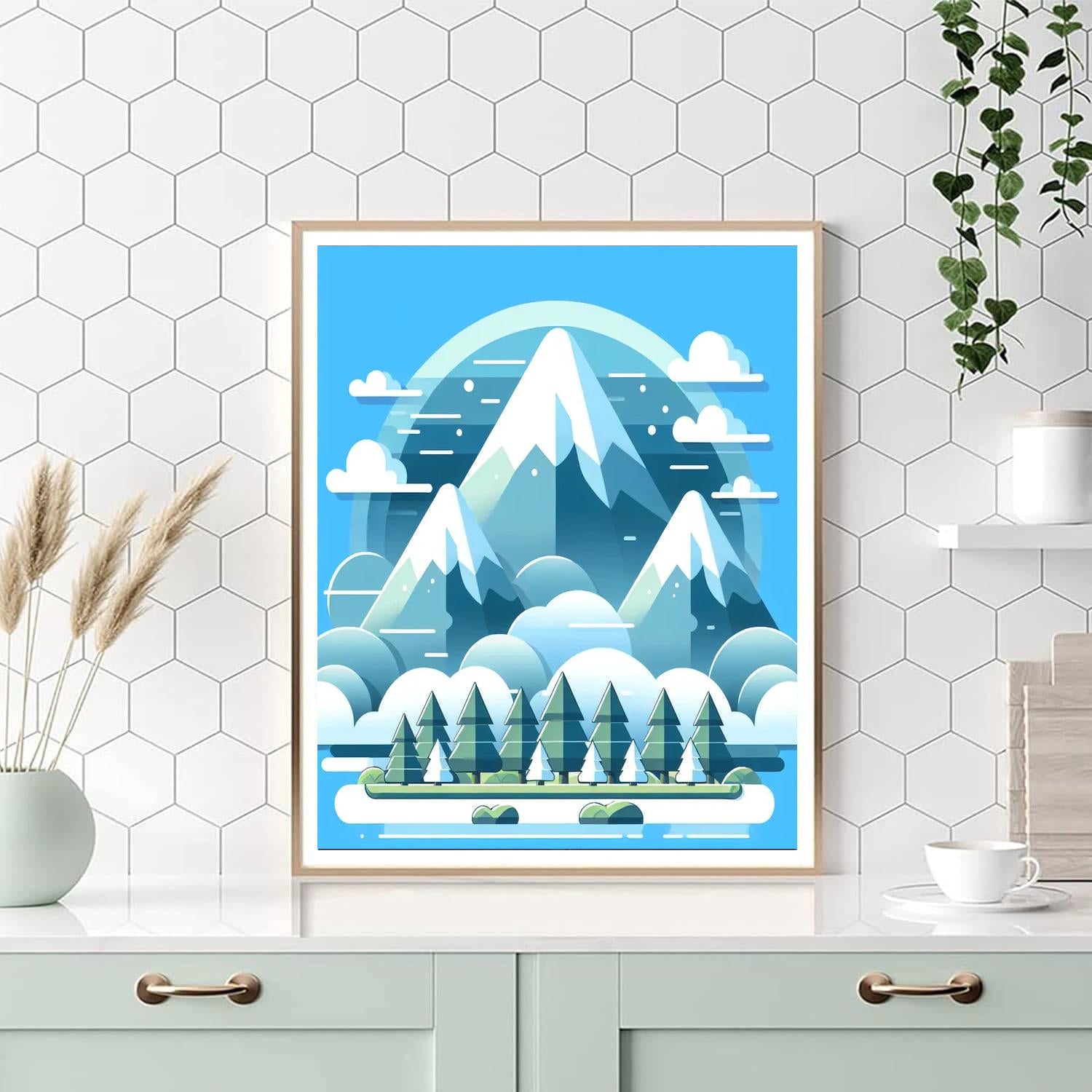 Snowy Mountains Painting Number Kit