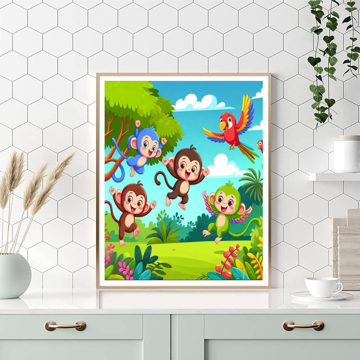 Curious Creatures Of The Jungle Painting Number Kit