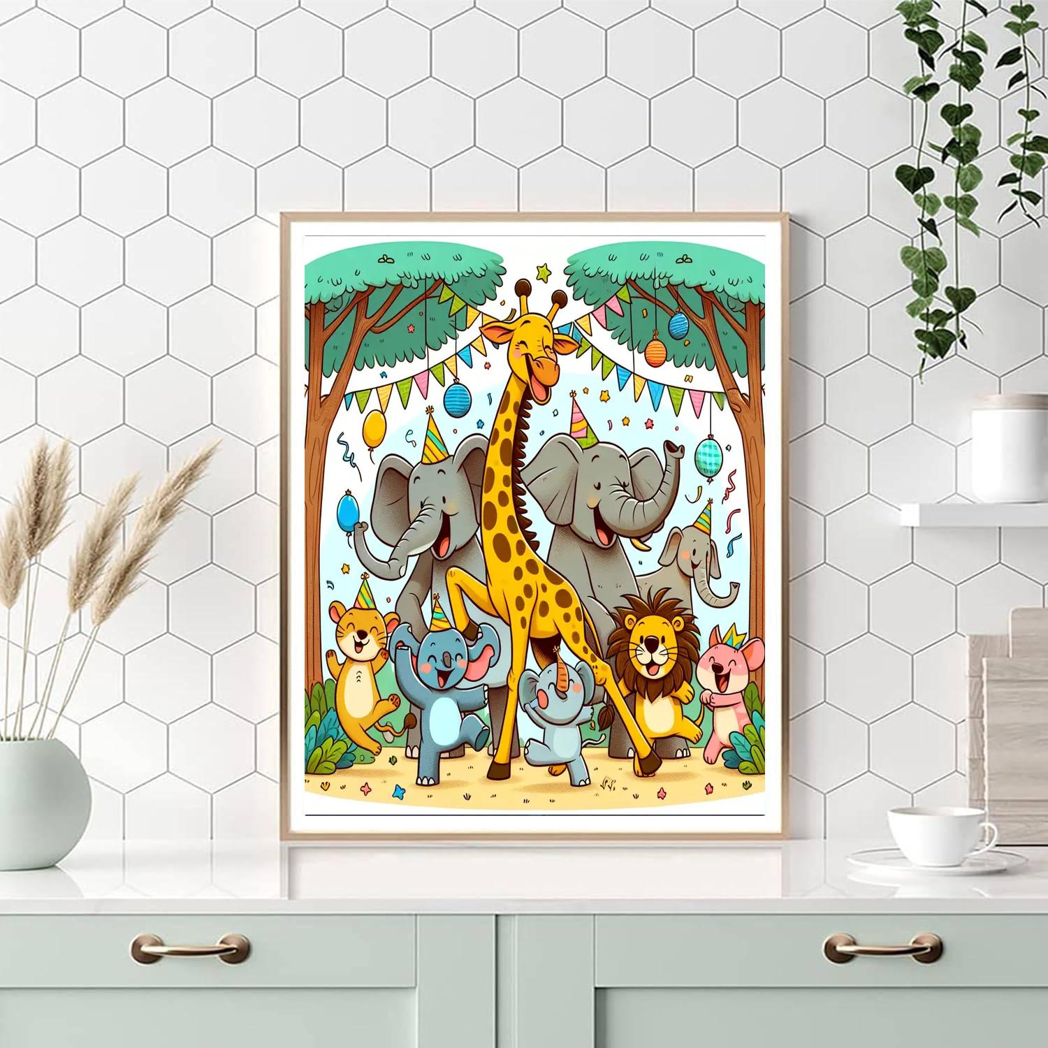 Cheerful Wild Animal Party DIY Paint By Numbers