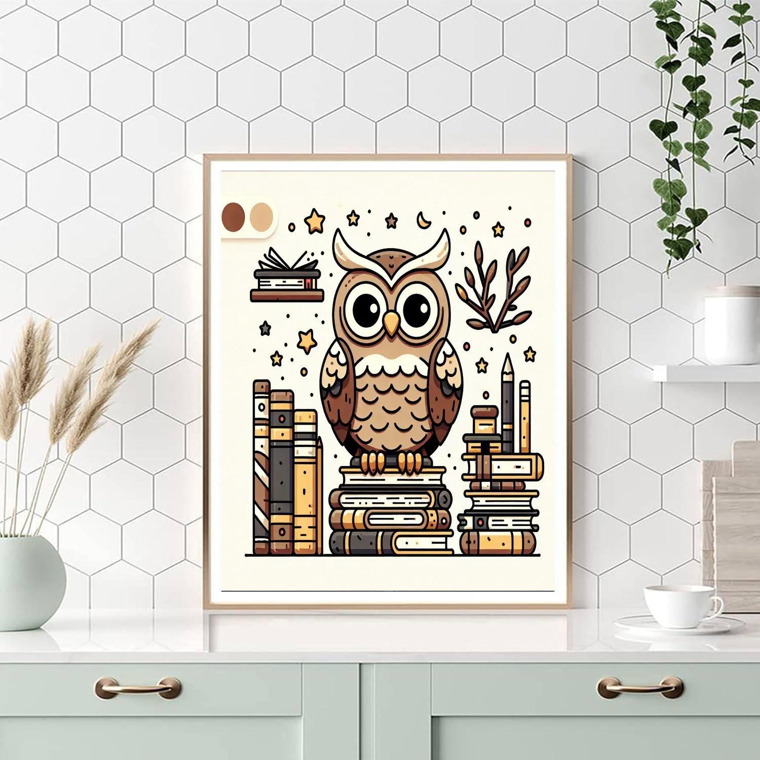 Wise Owl's Library Paint By Number