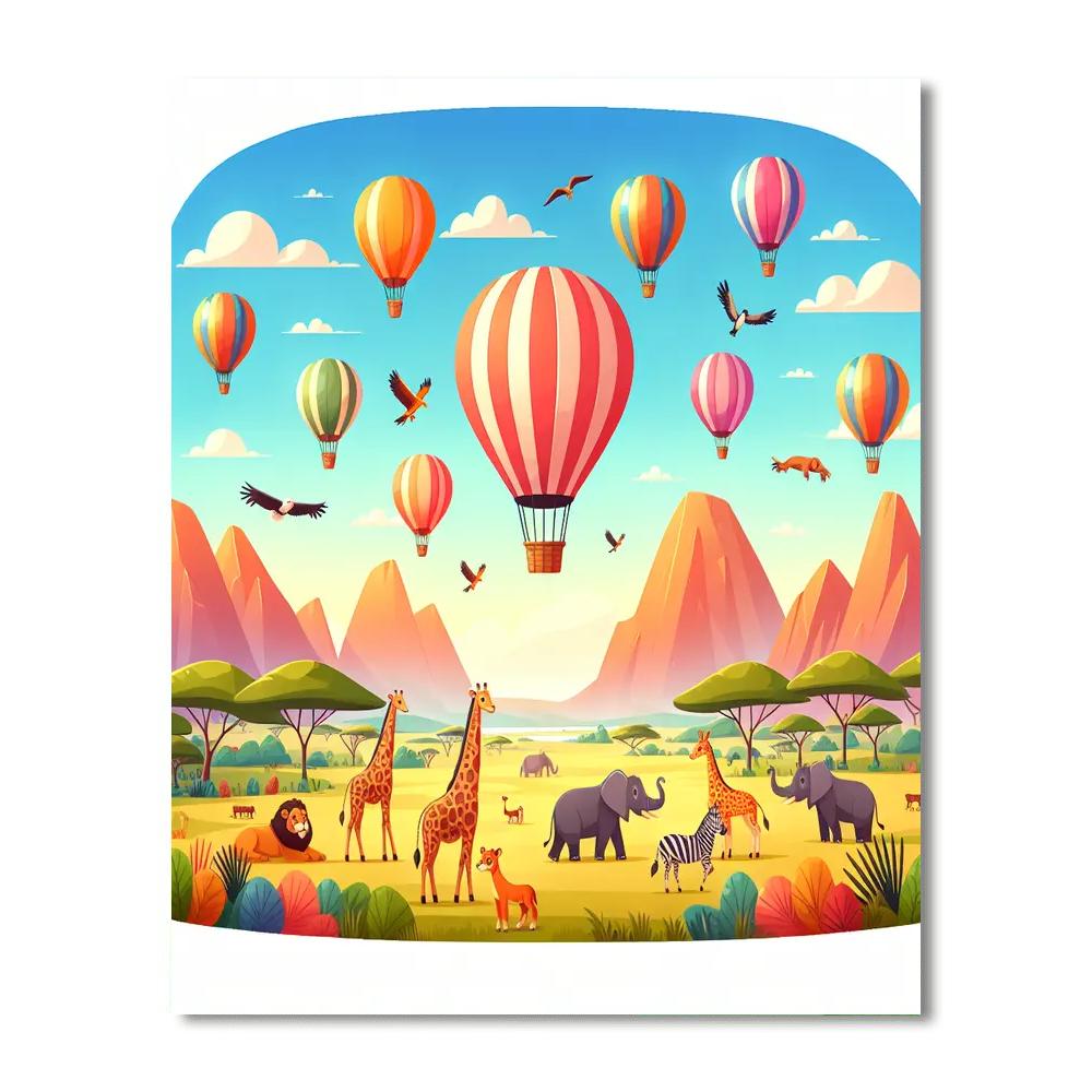 Adventurous Balloon Safari Paint By Numbers Art