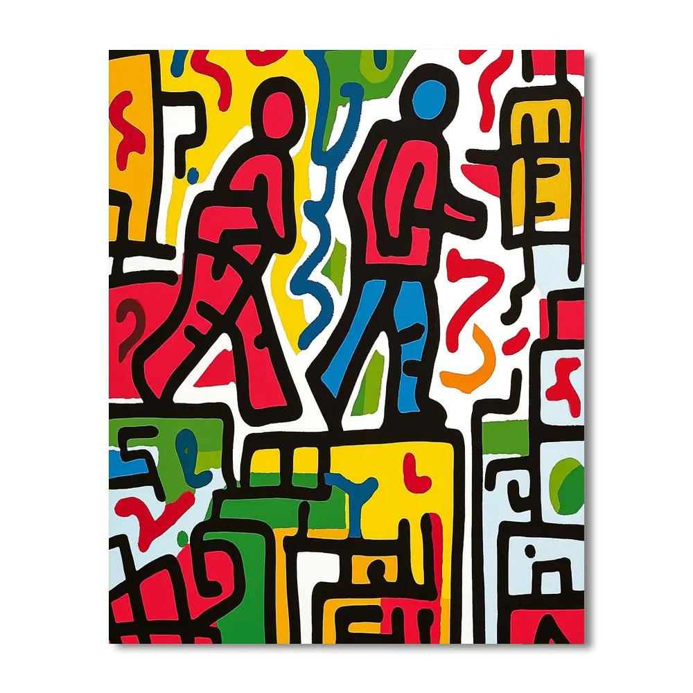 Haring Inspired Urban City Vibes  Number Painting