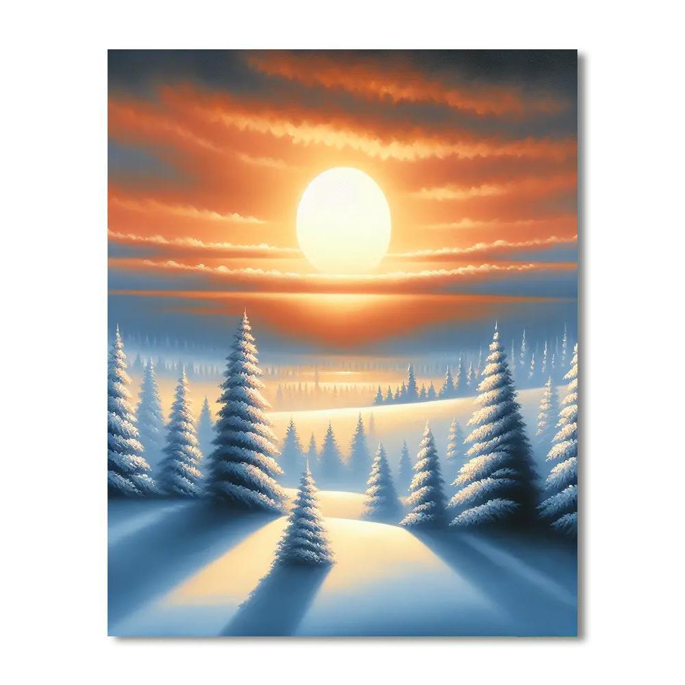 Winter Evening Glow Number Painting