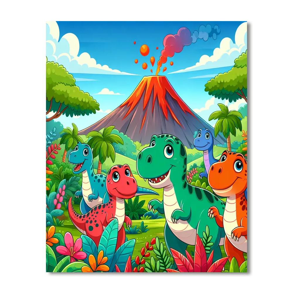 Curious Dino Family Numbered Painting Kits