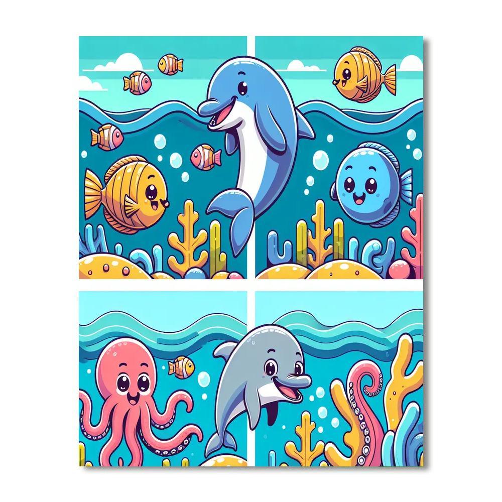 Cheerful Sea Creatures Numbered Painting Kits