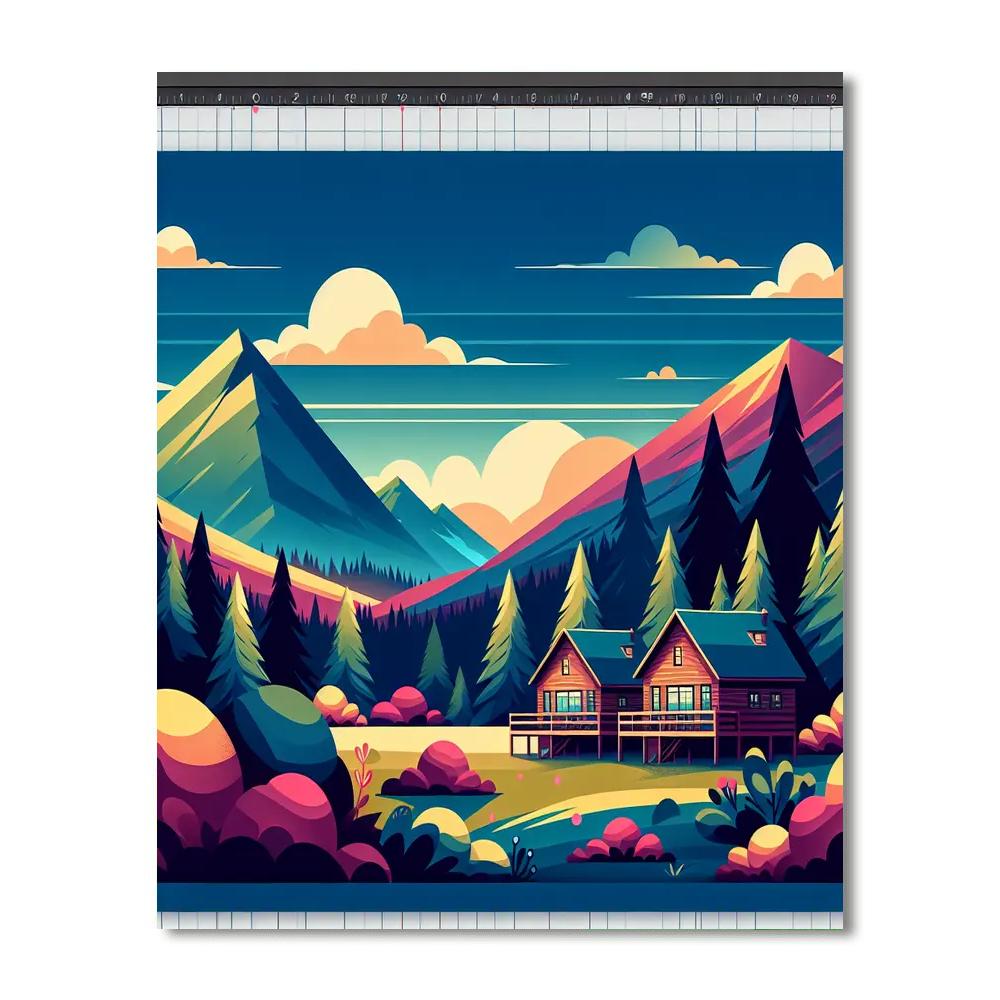 Magical Mountain Hideaway Paint By Numbers Art