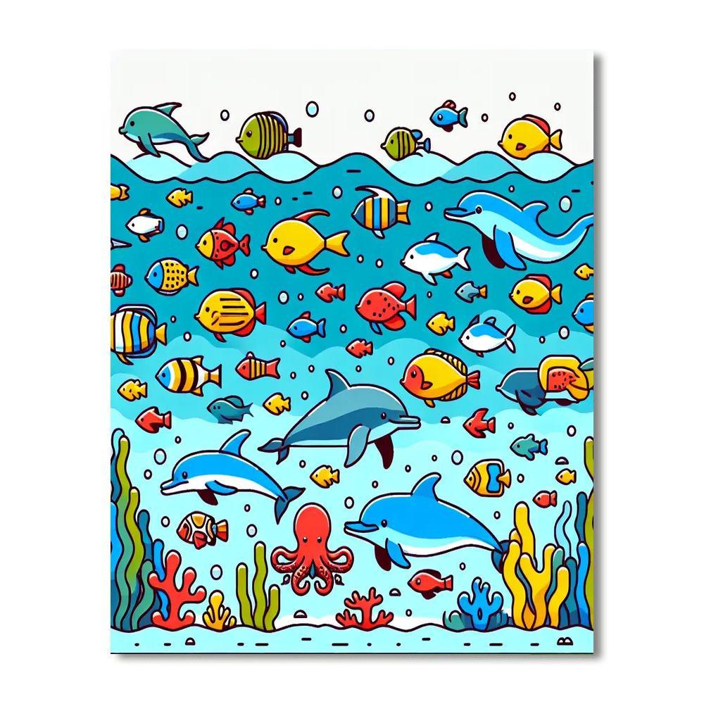 Ocean Friends Aquatic World Numbered Painting Kits