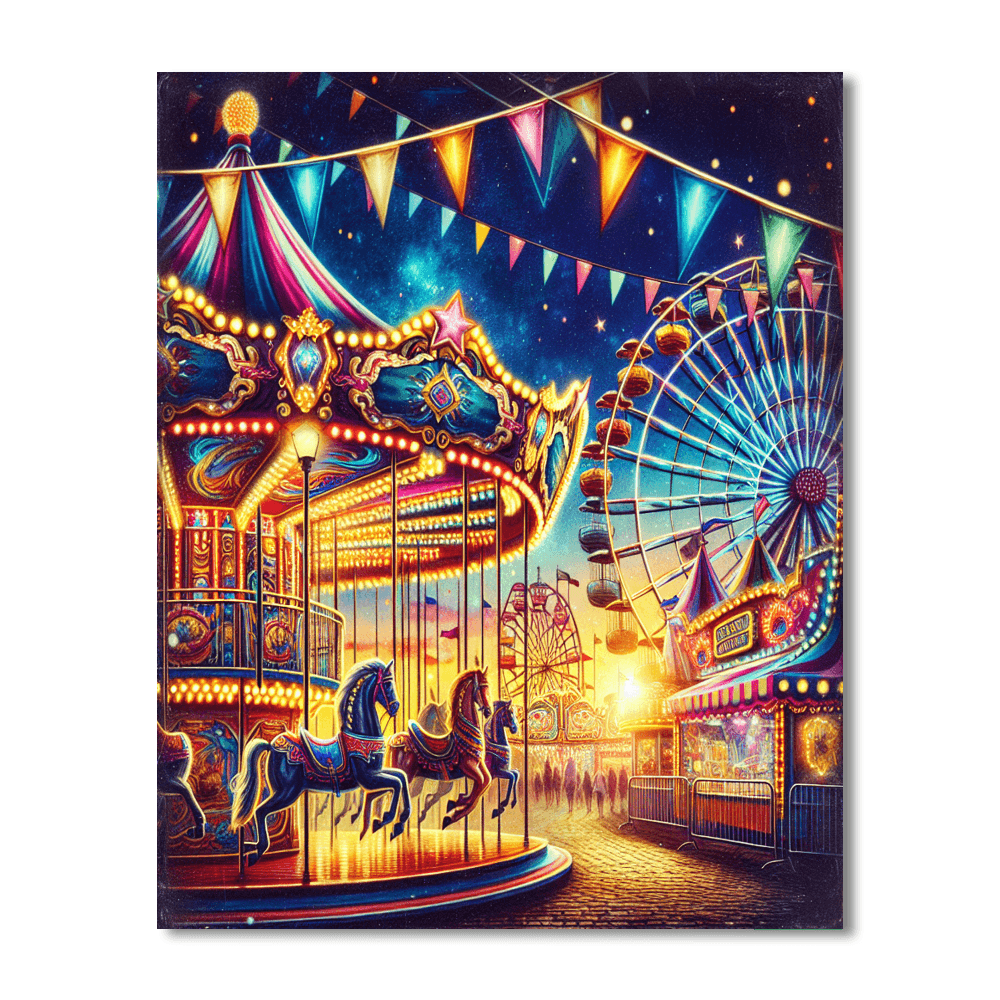 Vintage Carnival Night Number Painting
