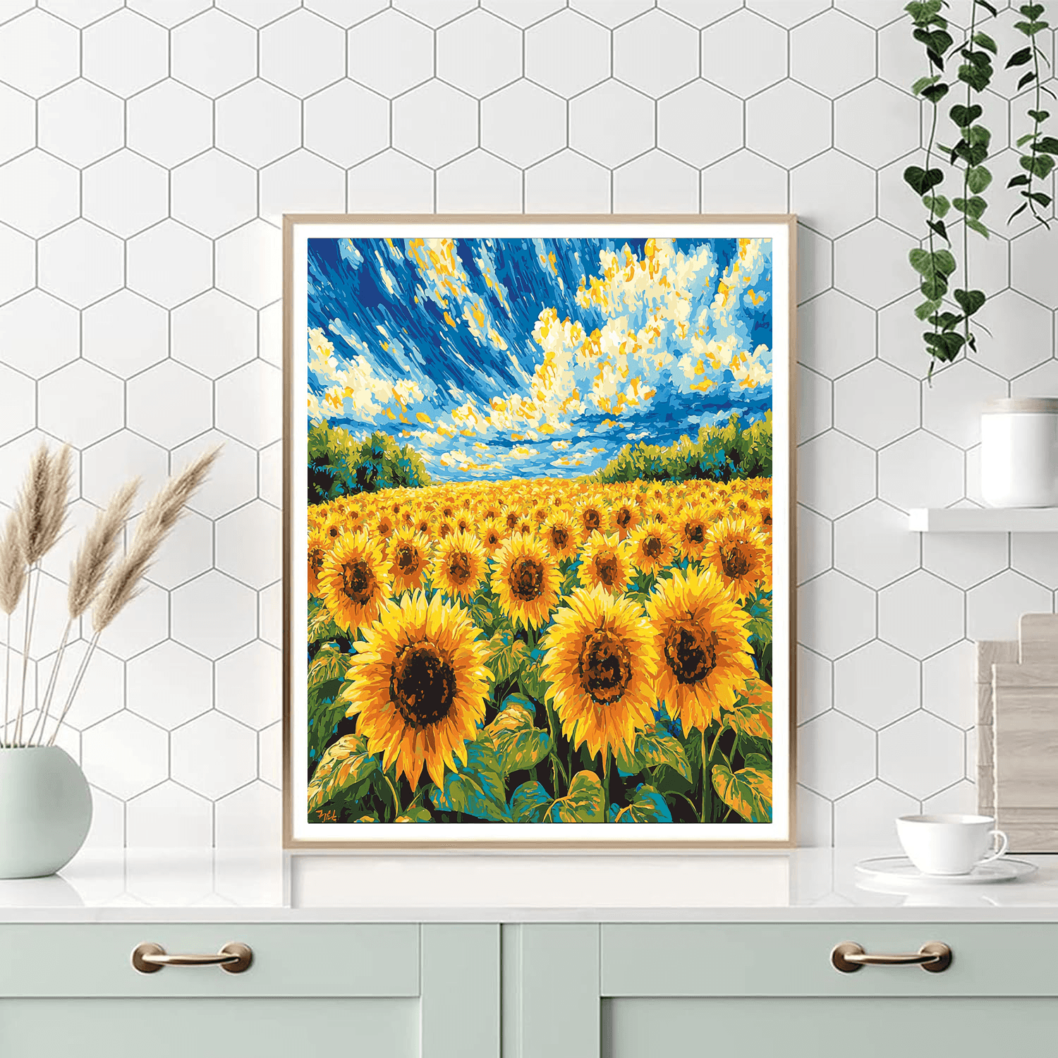 Vincent Van Gogh Inspired Joyful Sunflower Meadows  Numbered Painting Kits