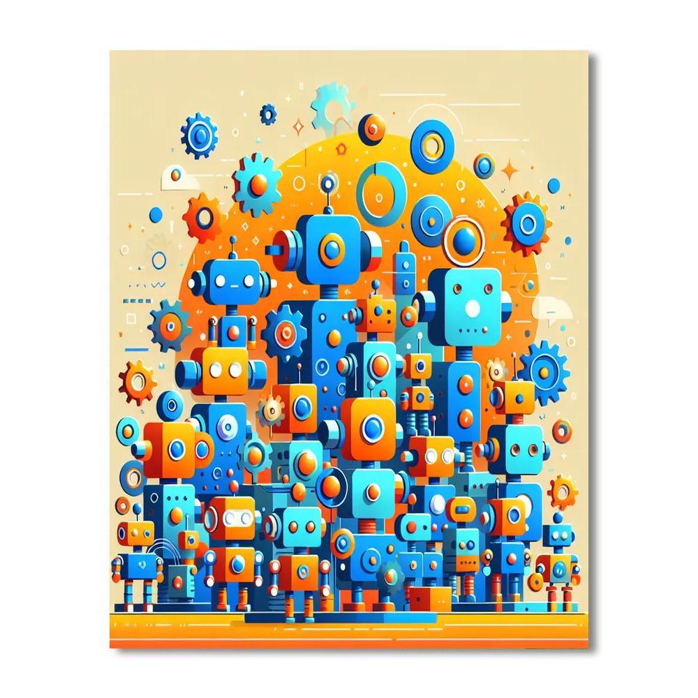 Rising Robots Paint By Numbers Art