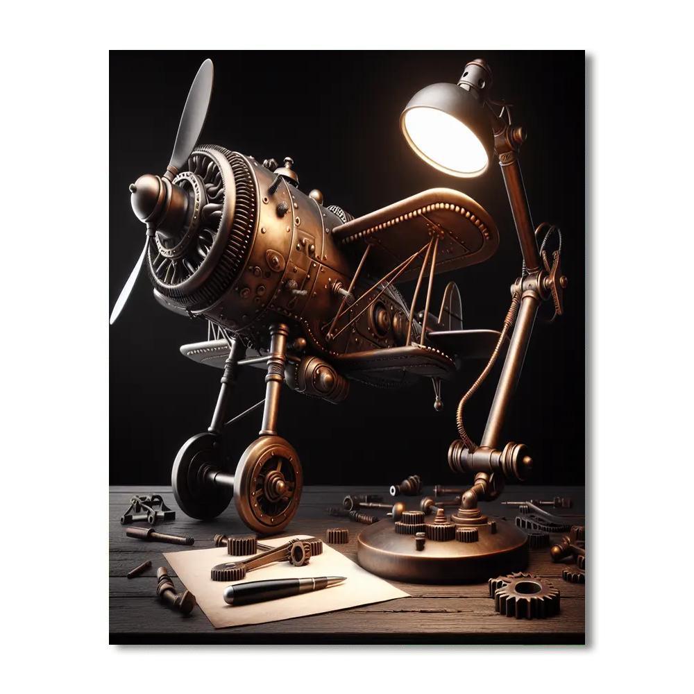 Vintage Aviator Desk Lamp Paint By Number