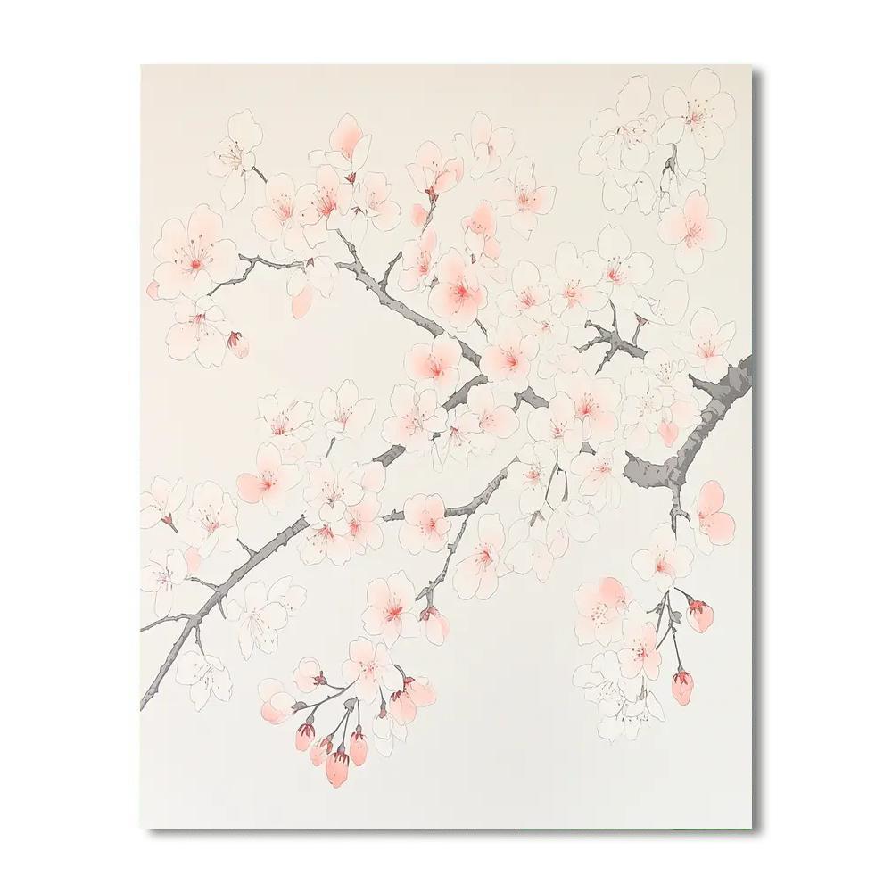 Utagawa Hiroshige Inspired Botanical Sketch In Japanese  DIY Paint By Numbers