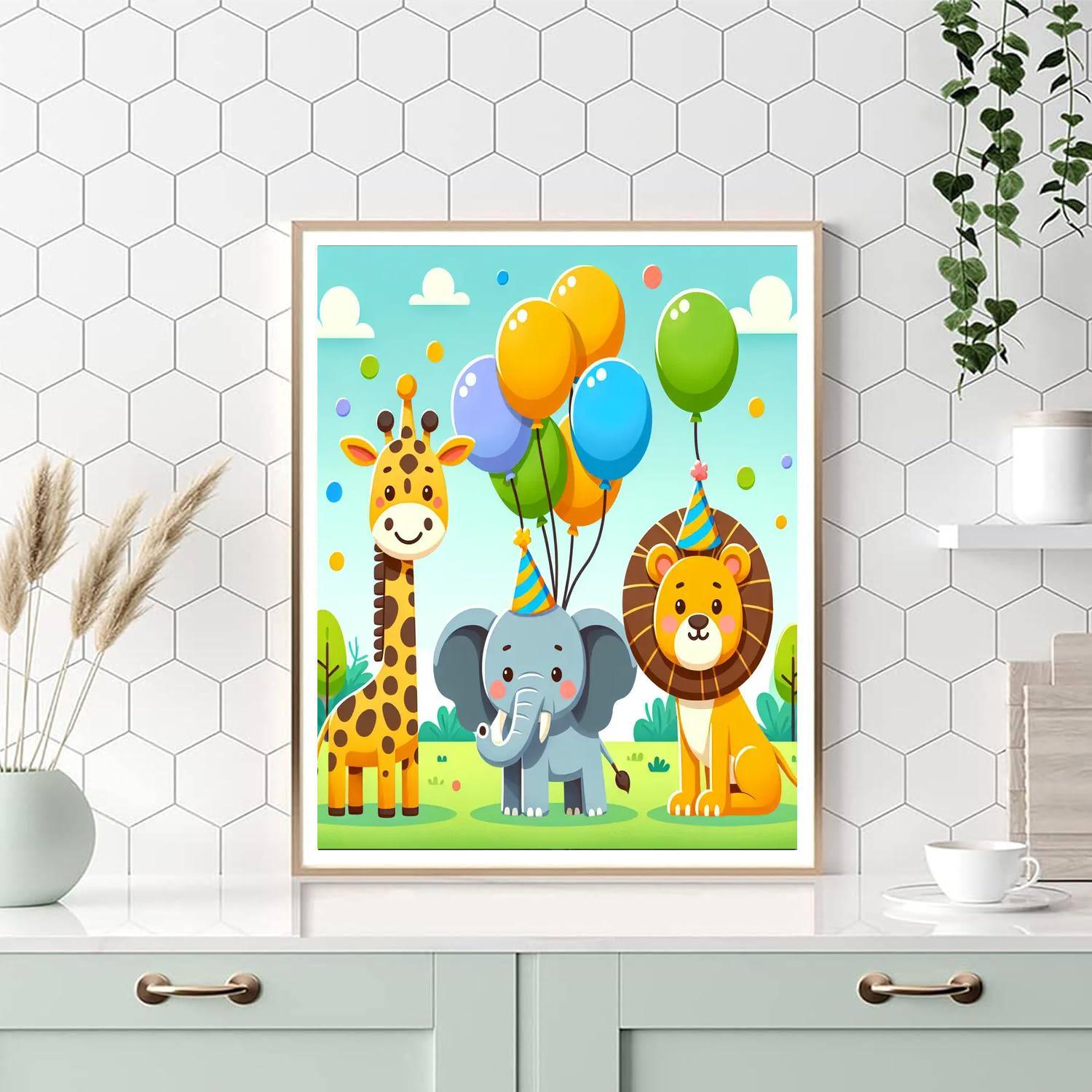 Zoo Animals Celebration DIY Paint By Numbers