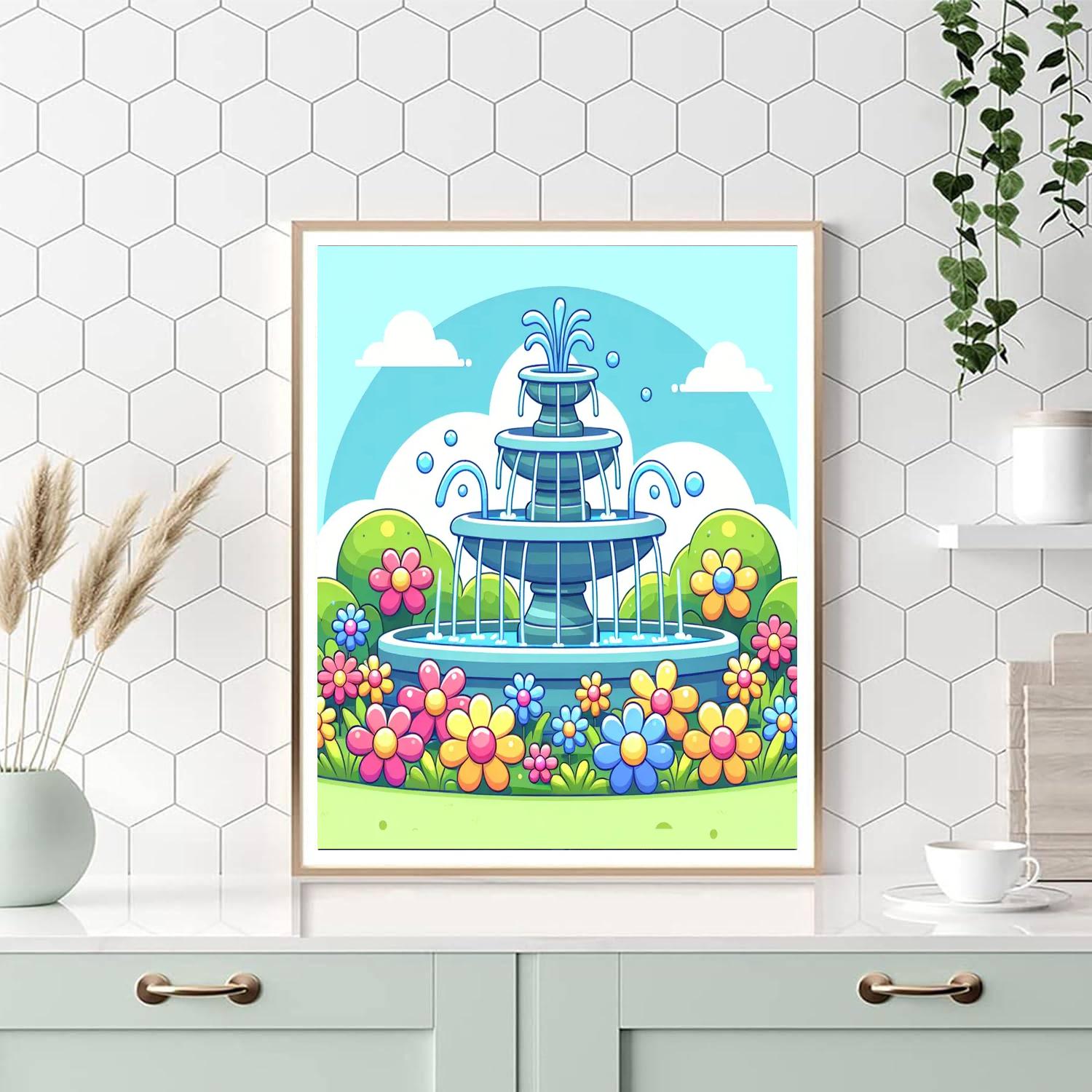 Bubbling Fountain Paint By Numbers Art