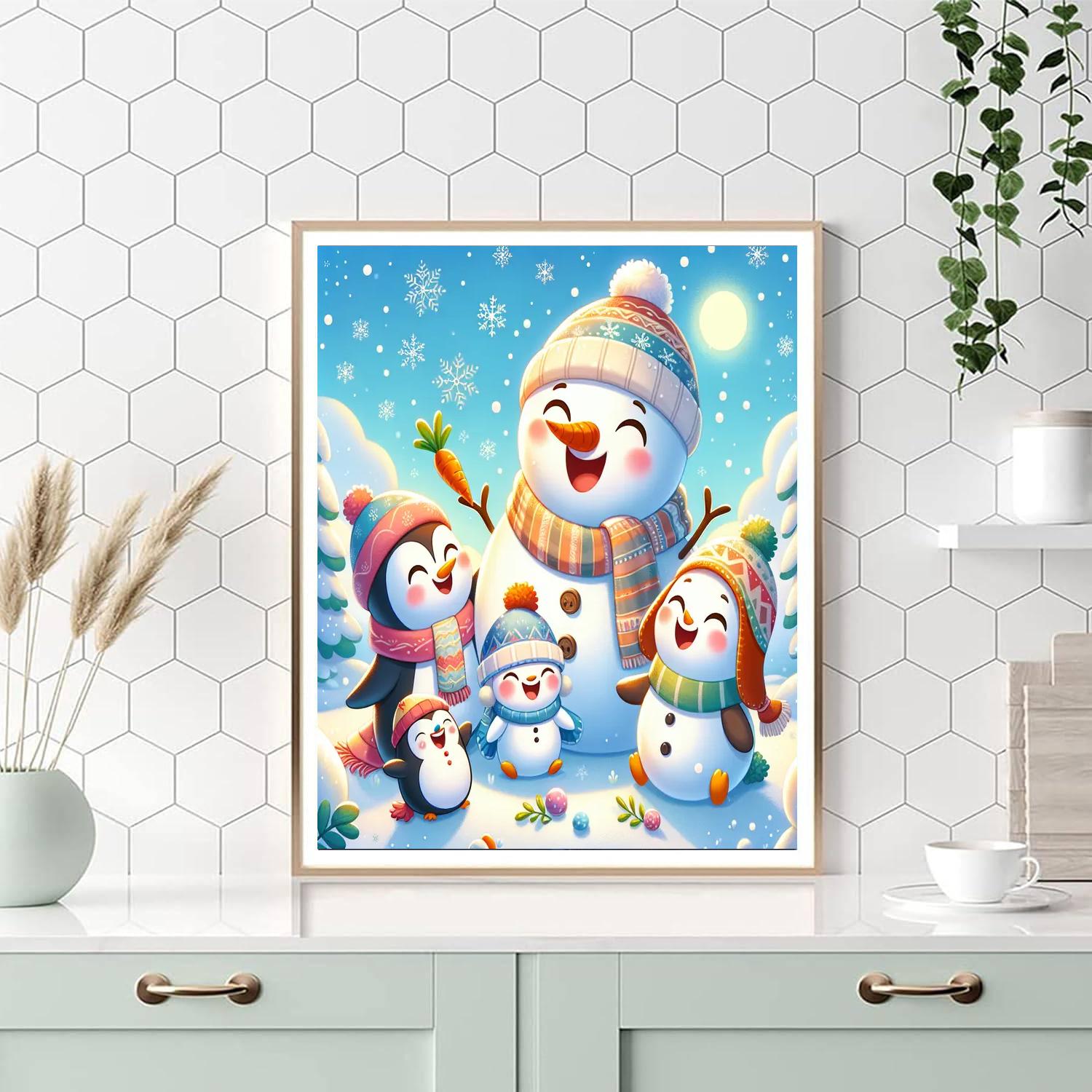 Giggling Snowman Family Numbered Painting Kits