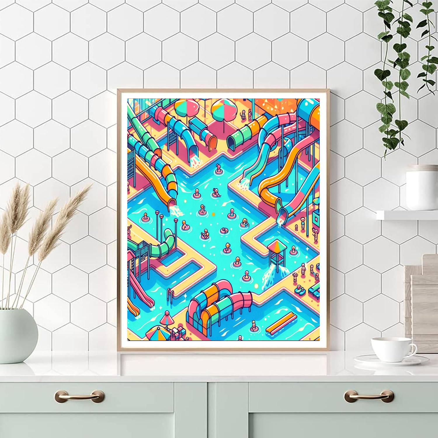 Playful Waterpark Splash Painting Number Kit