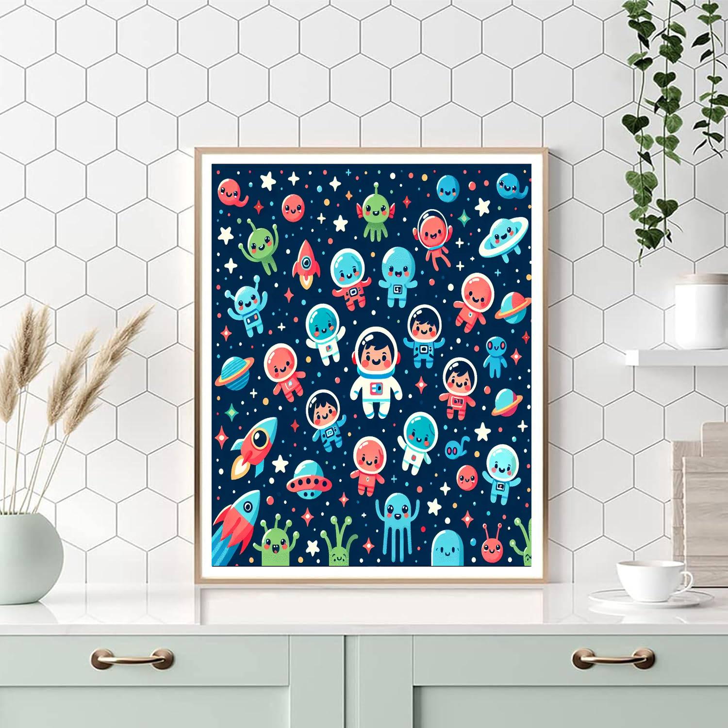 Adventure With Space Friends Paint By Numbers Art