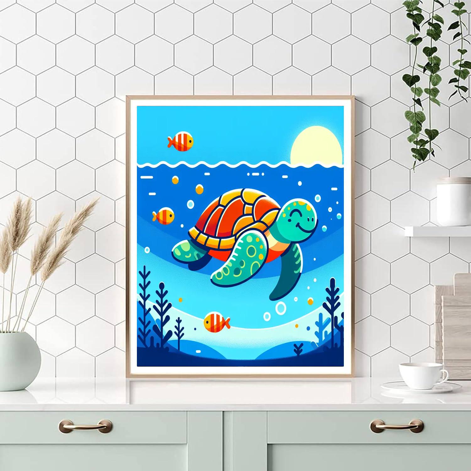 Friendly Sea Turtle Expedition Painting By Numbers Kit