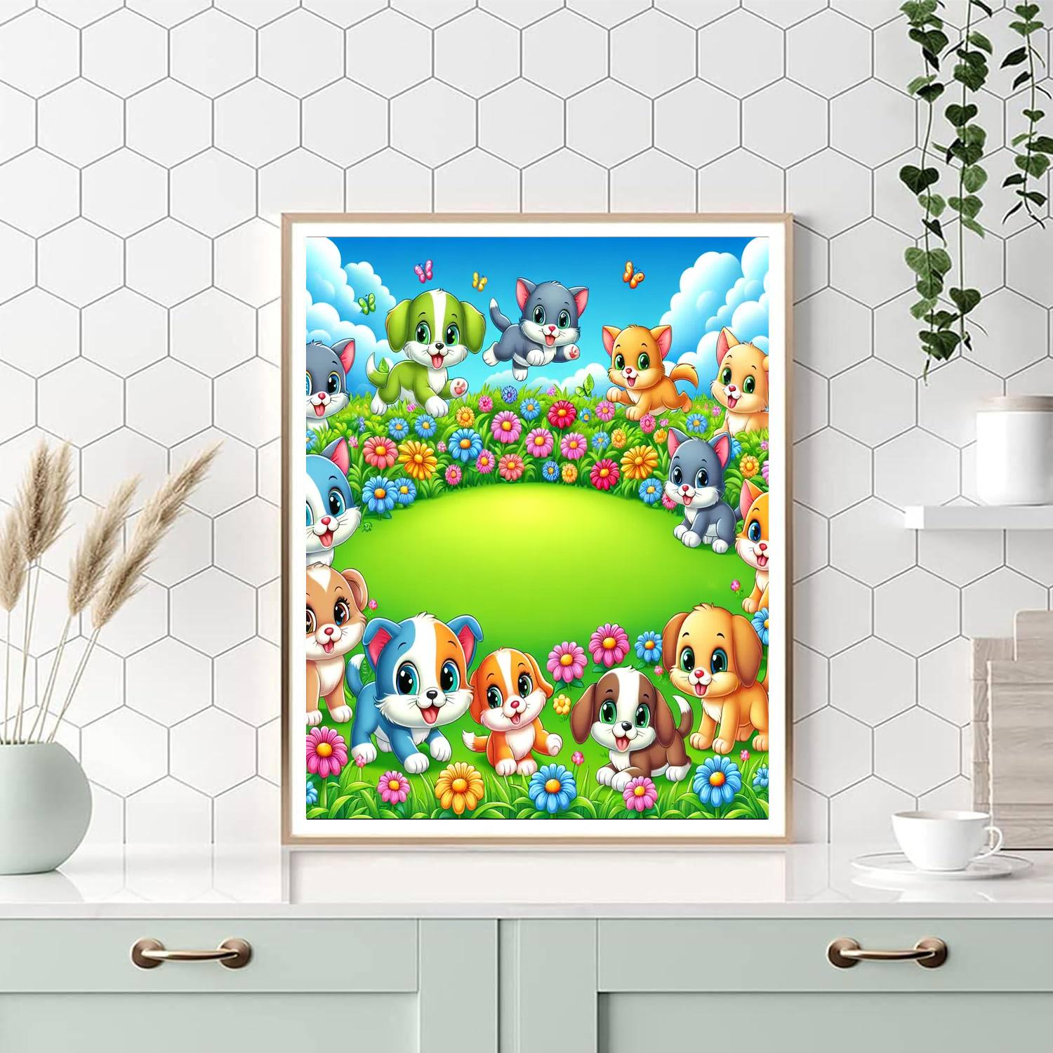 Adorable Kittens And Puppies Paint By Numbers Art