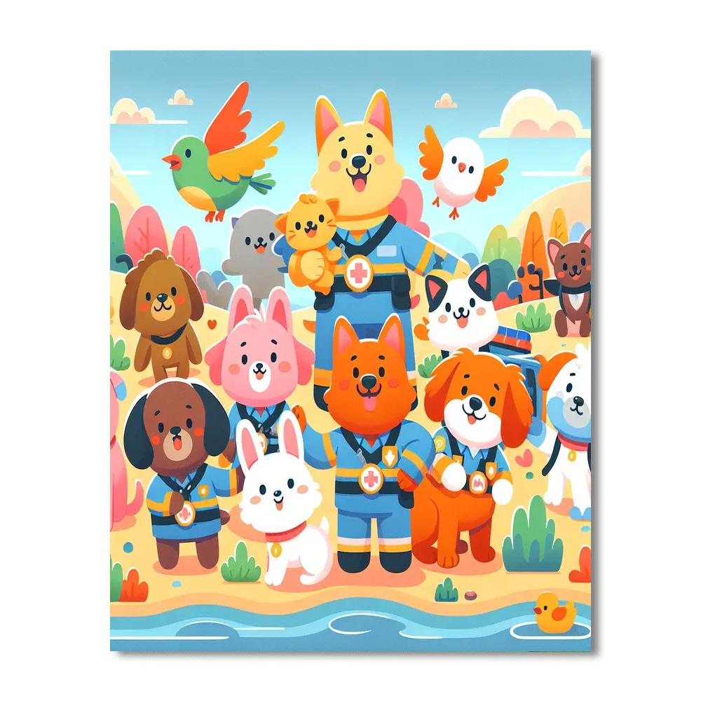 Incredible Animal Rescue Team Numbered Painting Kits