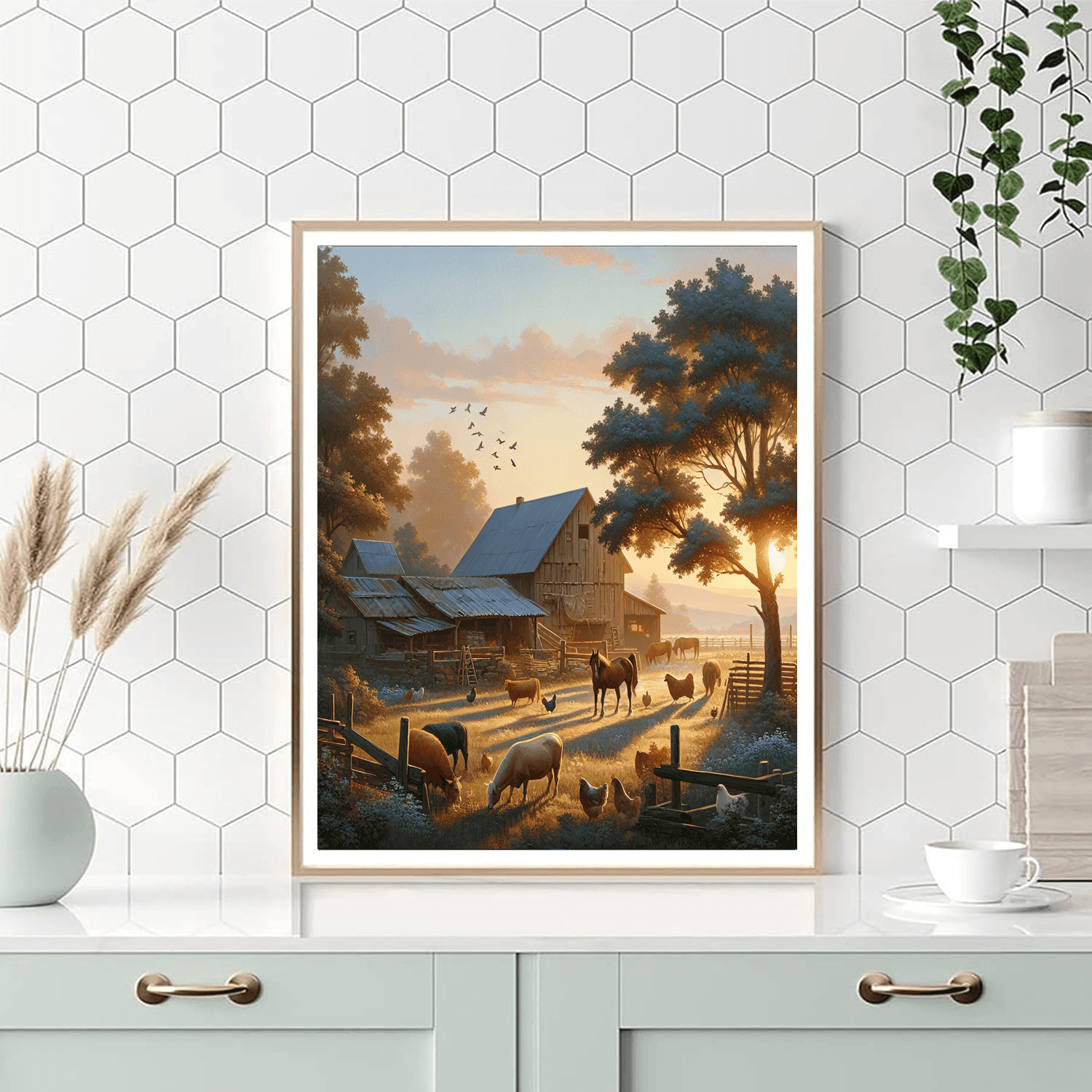 Idyllic Farmstead Morning Number Painting