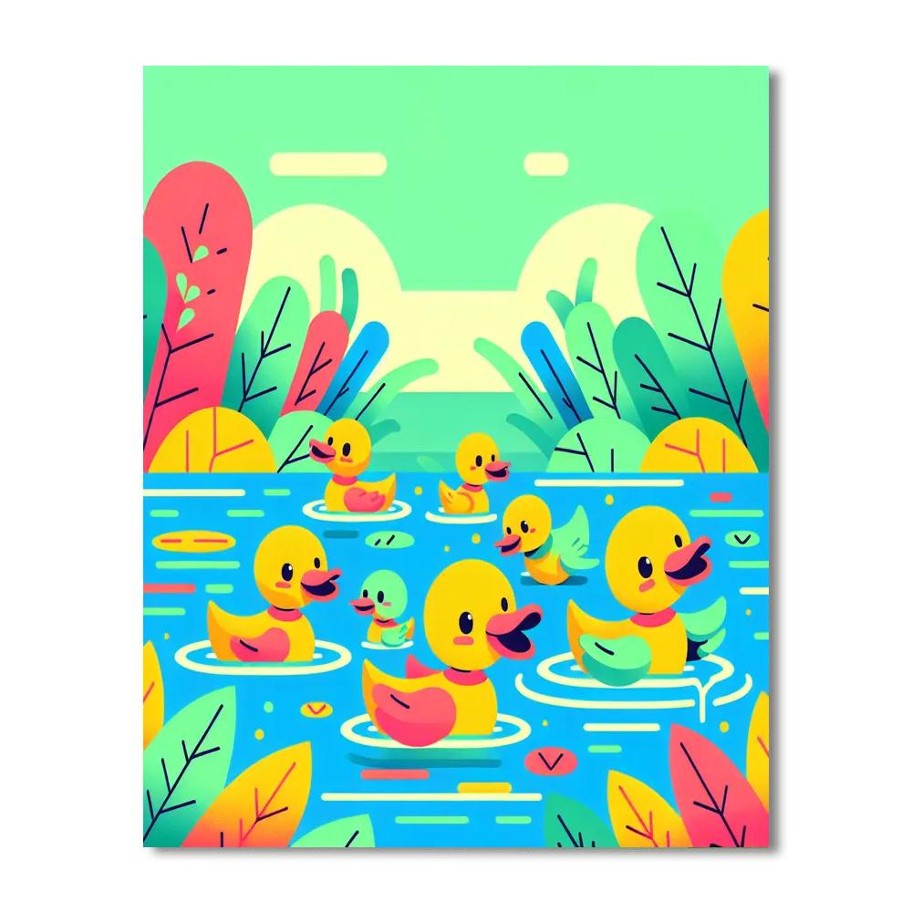 Duckling's Delightful Dip Paint By Numbers