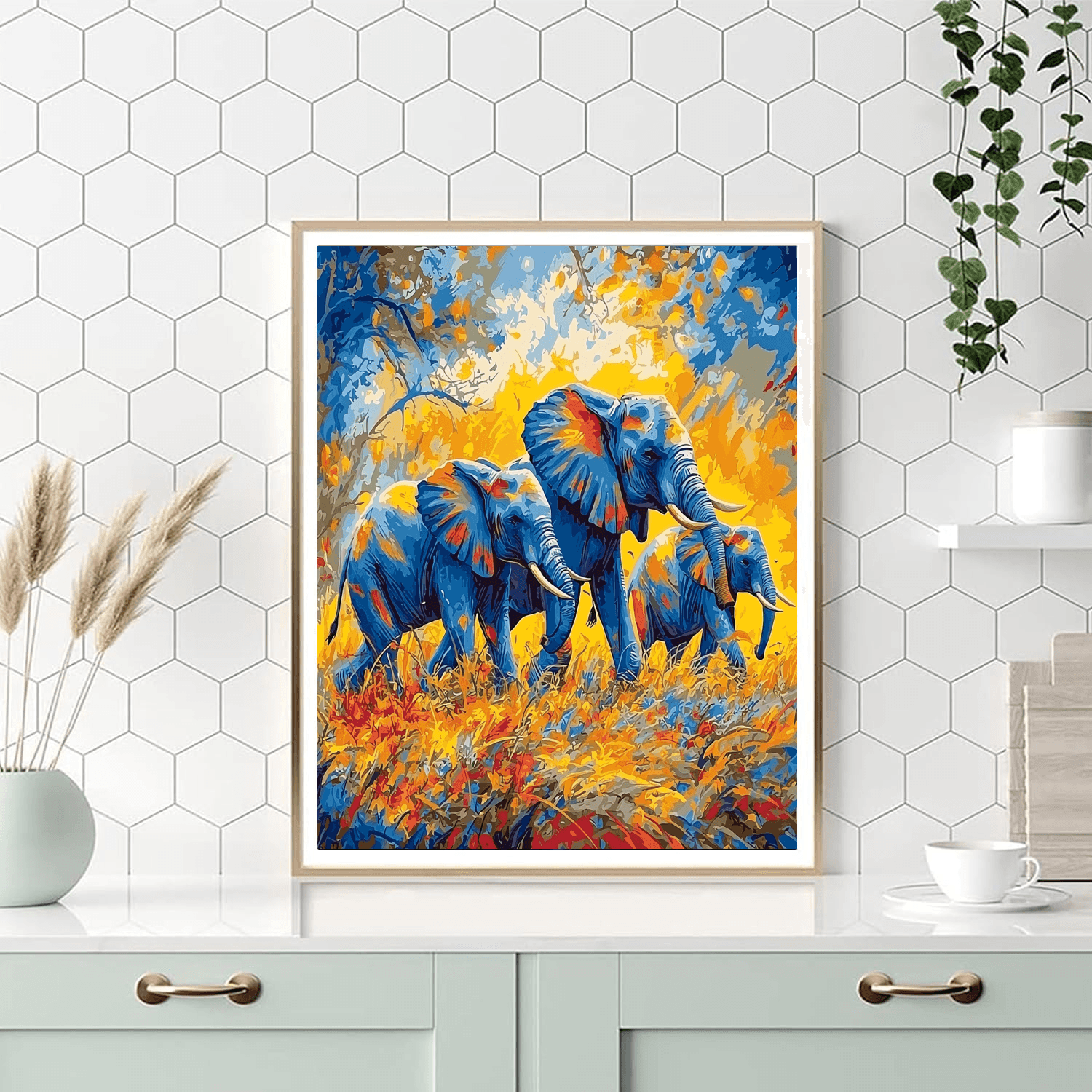 Franz Marc Inspired Majestic Elephants  Numbered Painting Kits