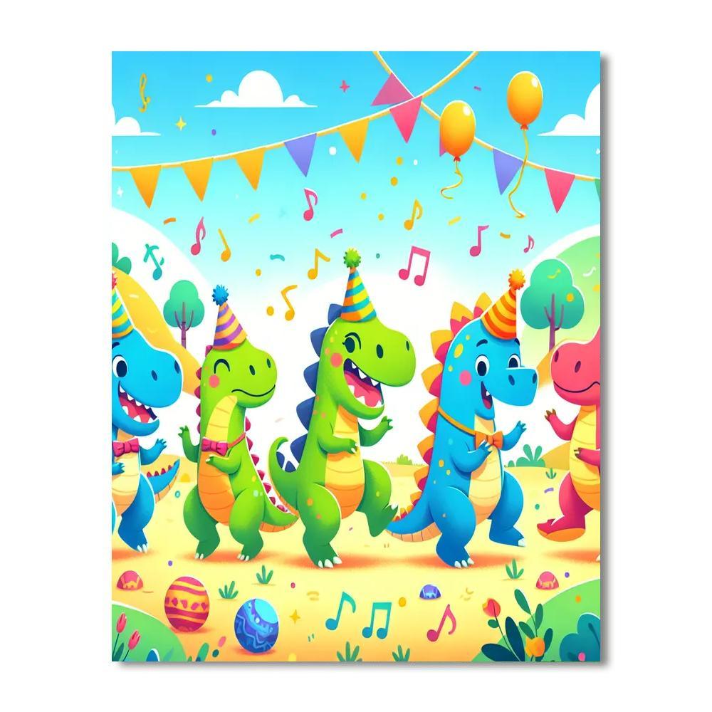 Dancing Dino Party Paint By Color