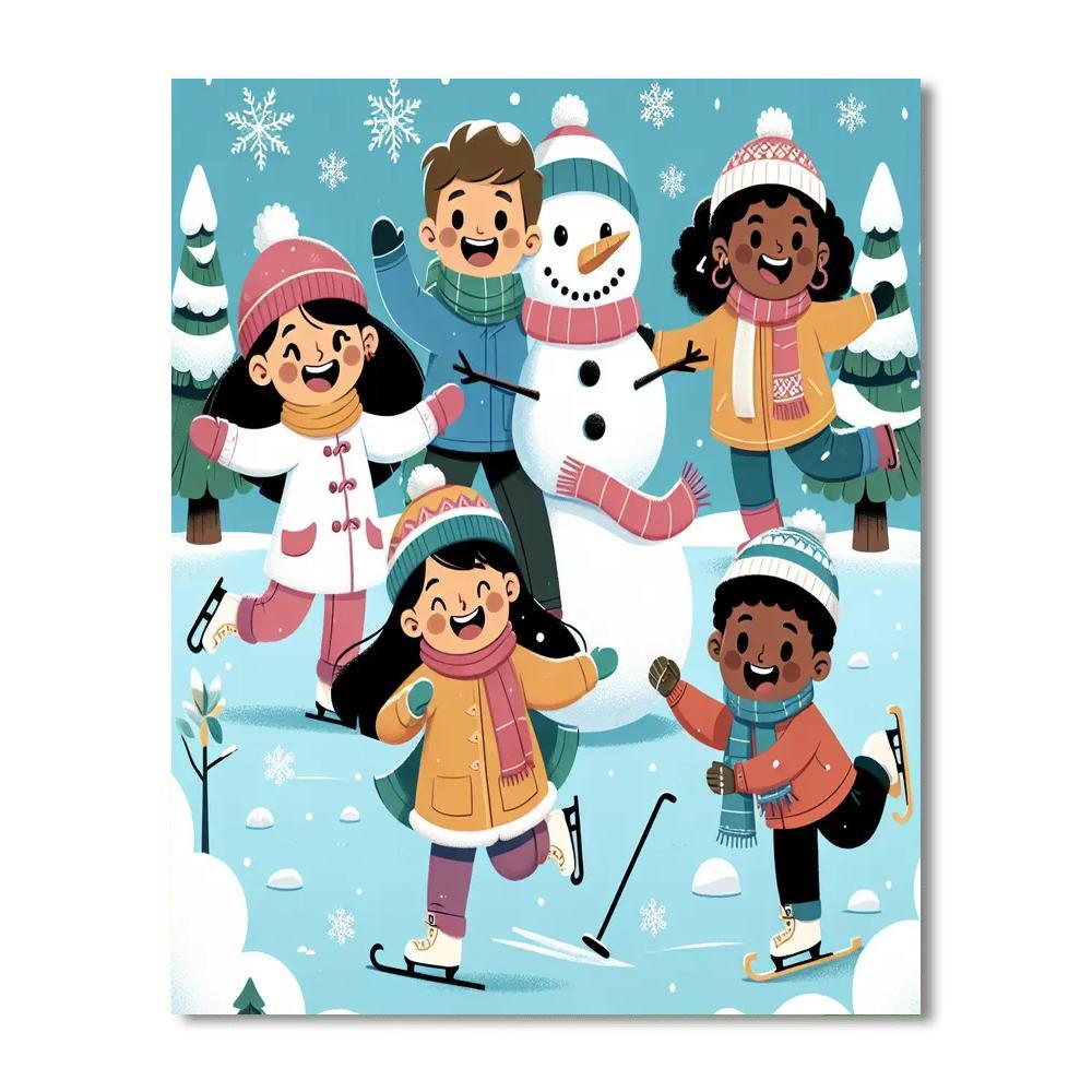 Winter Fun Land Paint By Numbers Art