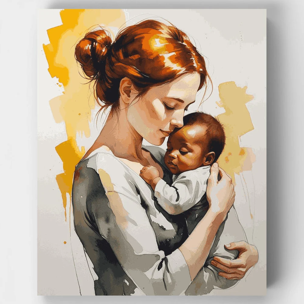 Maternal Tender Embrace Paint by Numbers Mothers Day Canvas Kit