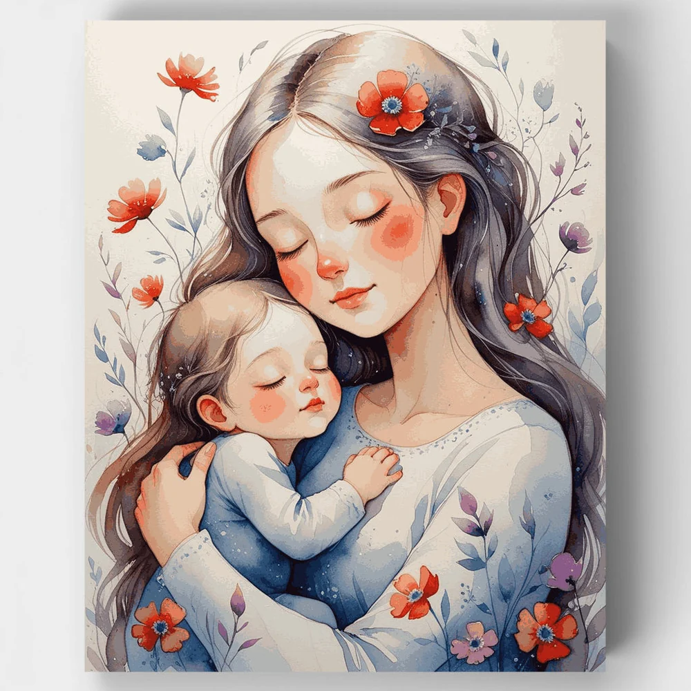 Maternal Floral Connection Paint by Numbers Mothers Day Canvas Kit