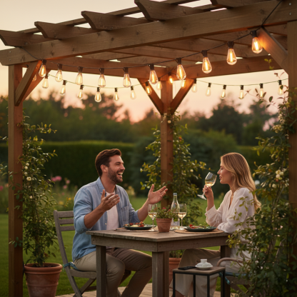 LED Outdoor String Lights With Remote Shatterproof Bulbs Waterproof And Dimmable Patio Lights