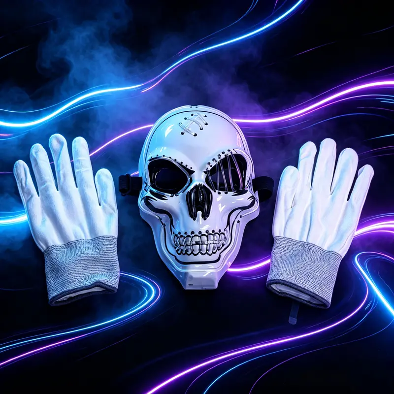 Halloween Themed Glow In The Dark LED Mask With Glowing Lights For Costume Party  