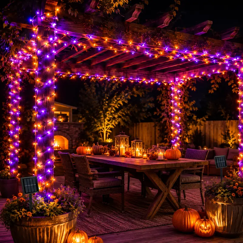 Pack Of 2 Halloween Solar LED String Lights Set With 8 Lighting Modes
