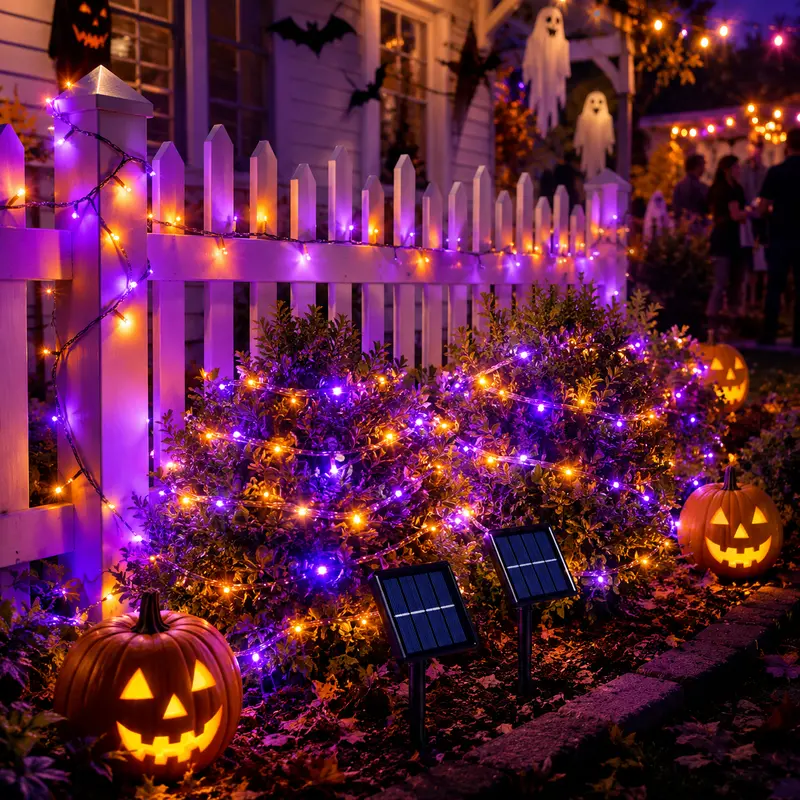 Pack Of 2 Halloween Solar LED String Lights Set With 8 Lighting Modes