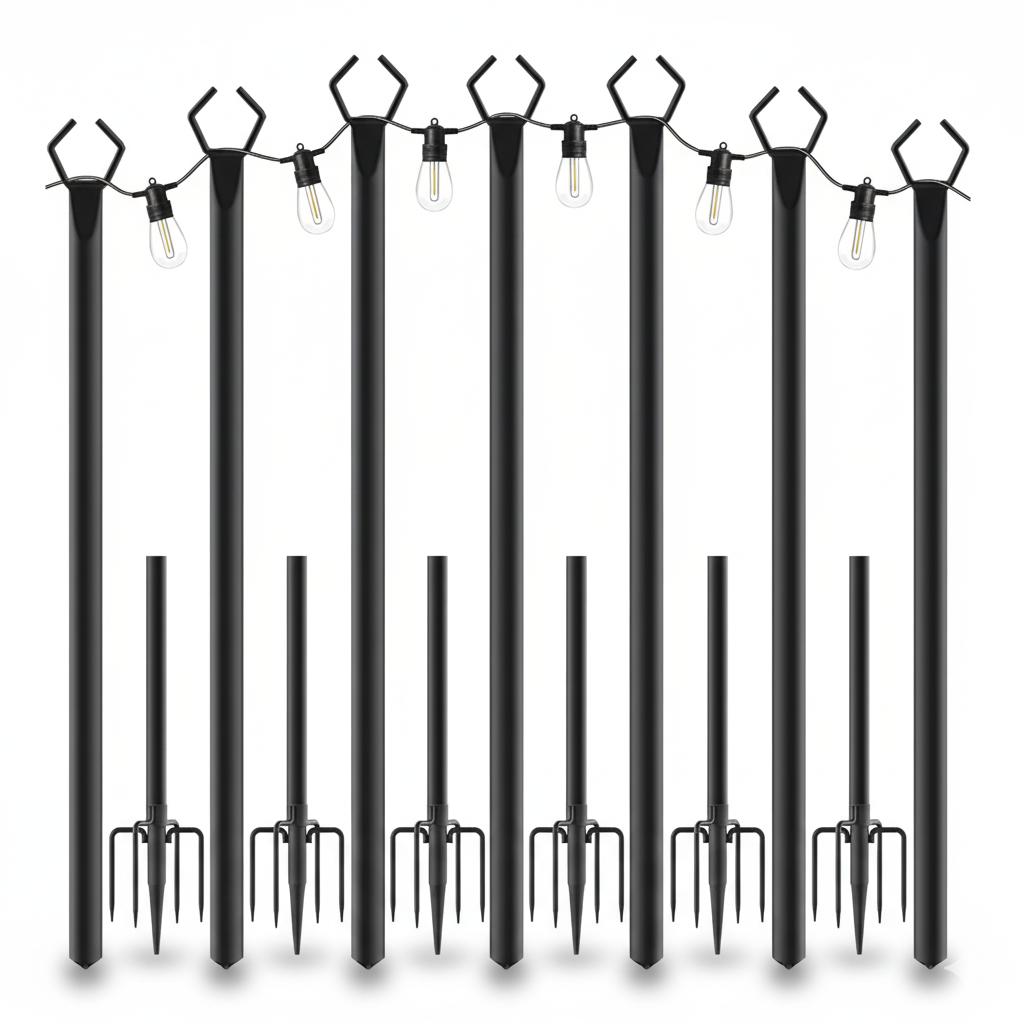 10 Ft String Light Poles 4 Pack