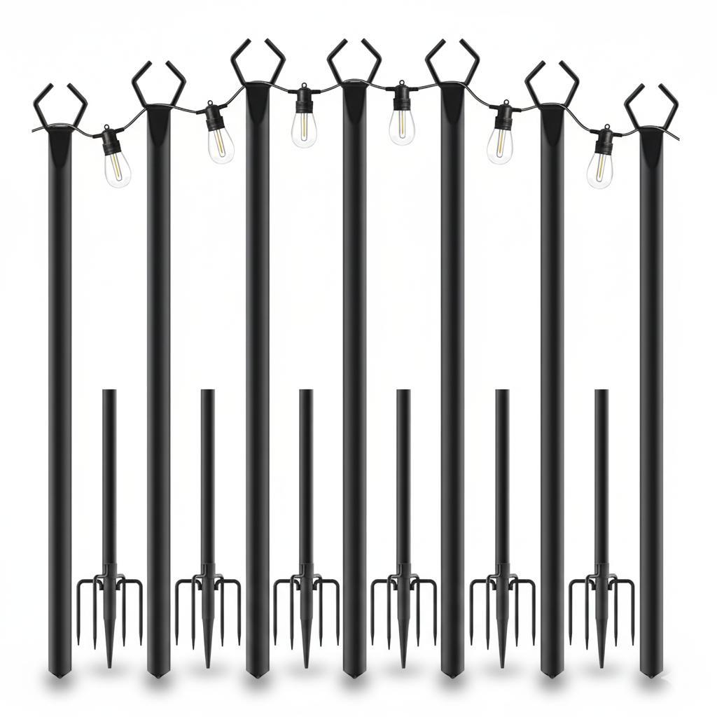 10 Ft String Light Poles 4 Pack